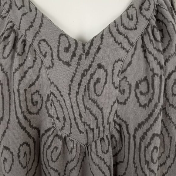 Namsar Maxi Dress OS Gray Print 100% Cotton Adjustable Spaghetti Strap - Picture 2 of 8